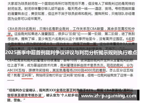 2025赛季中超首例裁判争议评议与判罚分析揭示规则执行难点